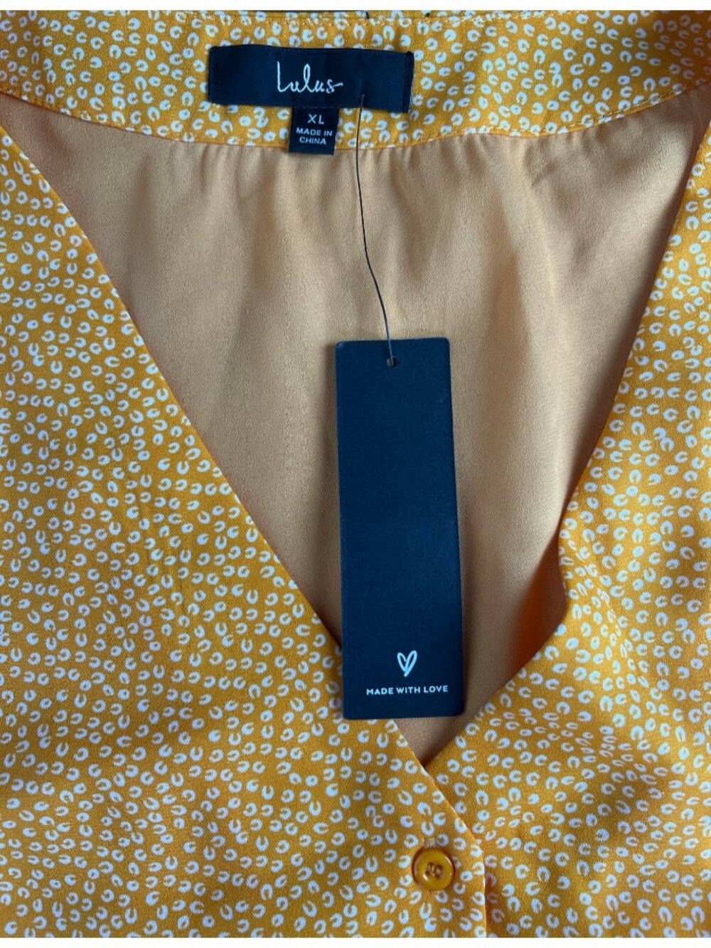 Lulus Castana Mustard Yellow Button-Up Dress With Ruffle Sleeves & Tie Back XL - Picture 14 of 16